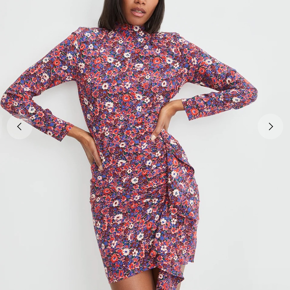 NWT Veronica beard Louella Floral Stretch Silk-Satin Mini Dress size 4